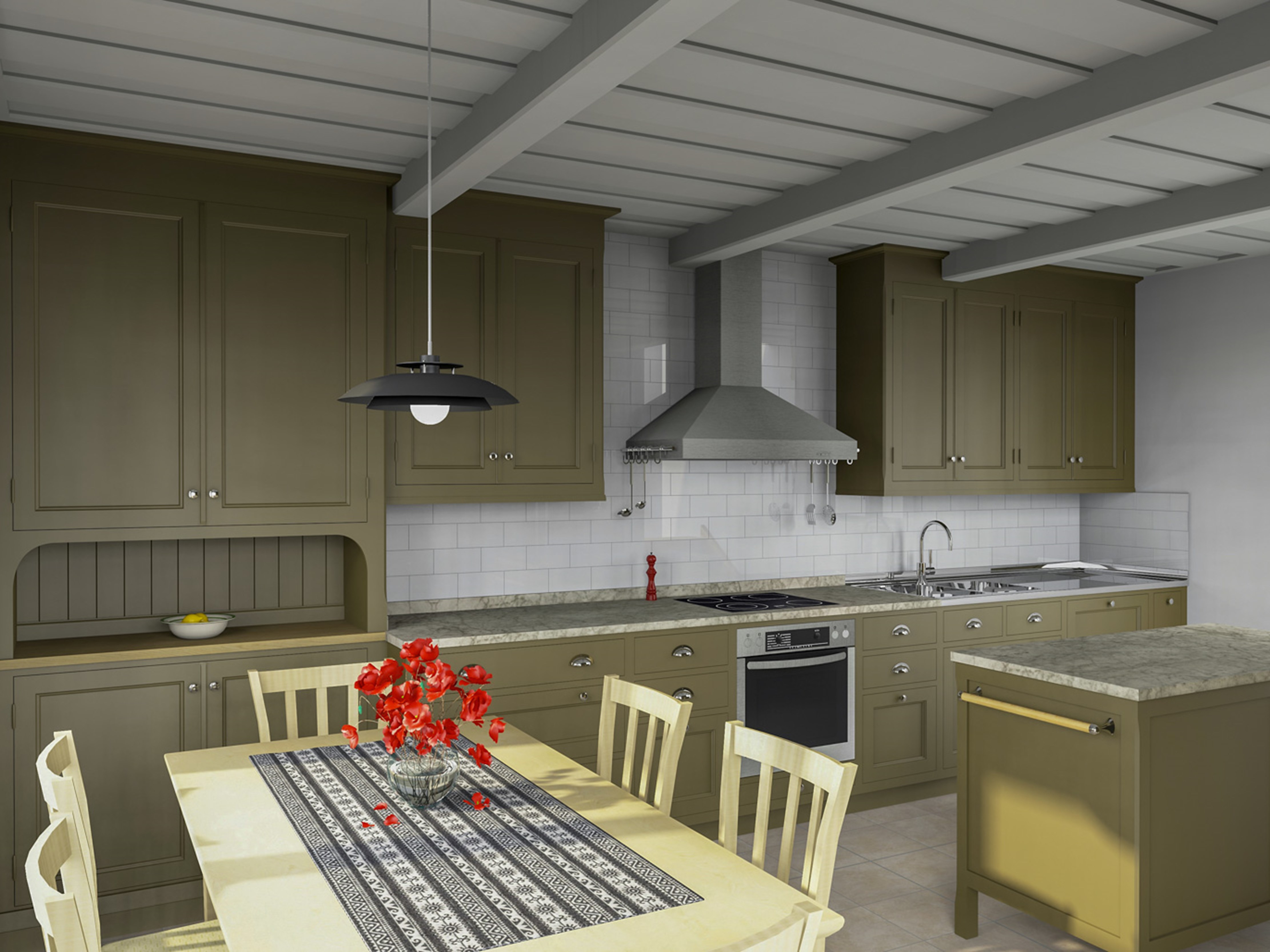 Platsbyggd kök i stramare stil CAD ritning